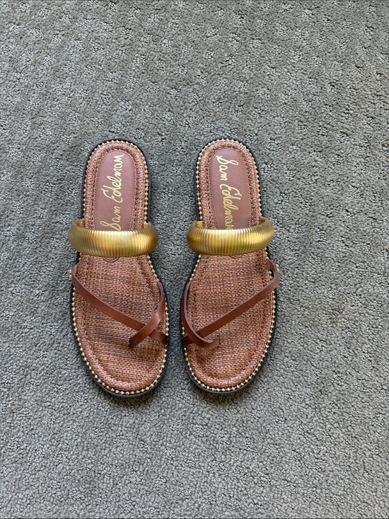 Sam Edelman Shoes - Sam Edelman Brown and Gold Woven Slide Sandals
